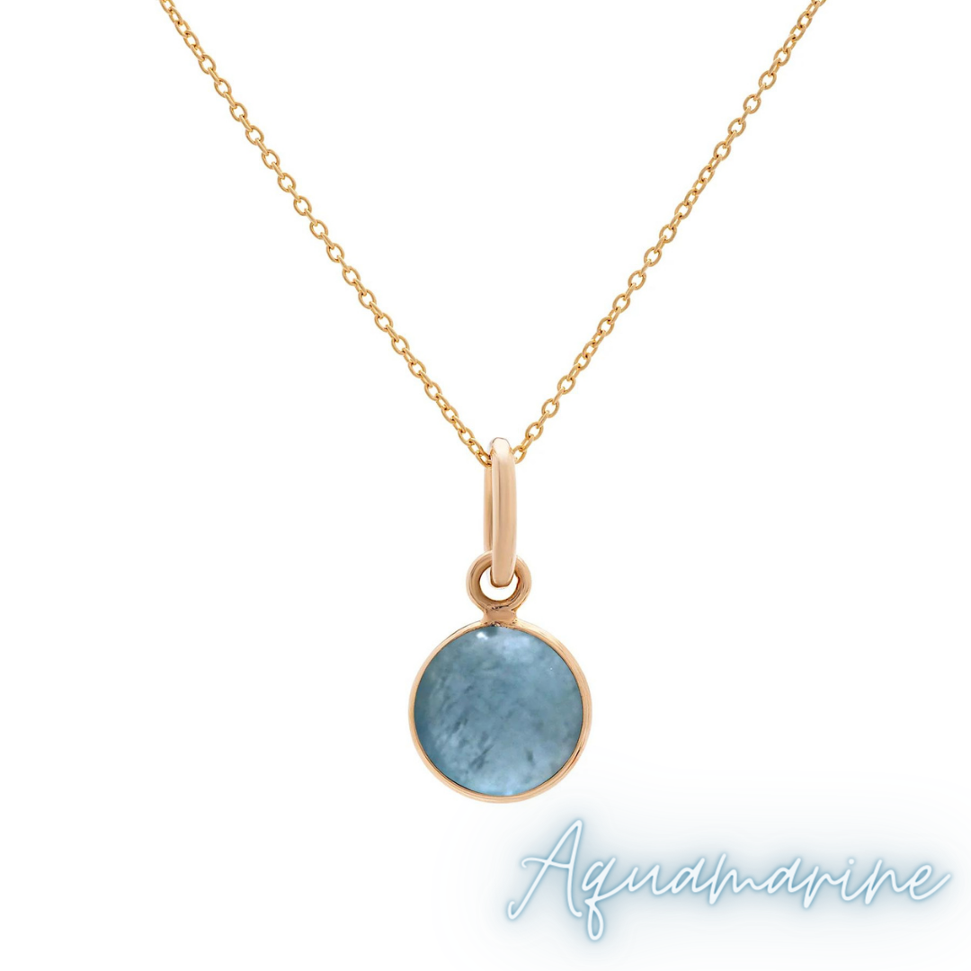 14K Yellow gold Double Cabochon Birthstone Bezel Necklace