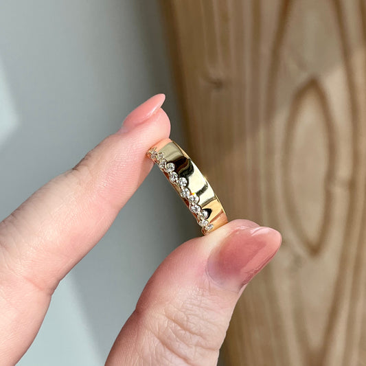 14K Yellow Gold Asymmetrical Diamond Wide Band 1/3CTW