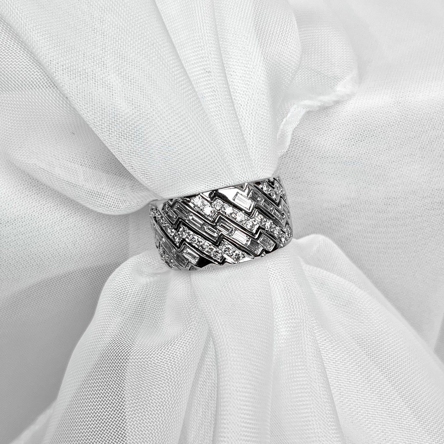 18K Baguette and Round Diamond Anniversary Band 1.30CTW