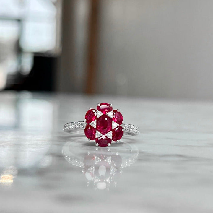 18K White Gold Ruby and Diamond Ring