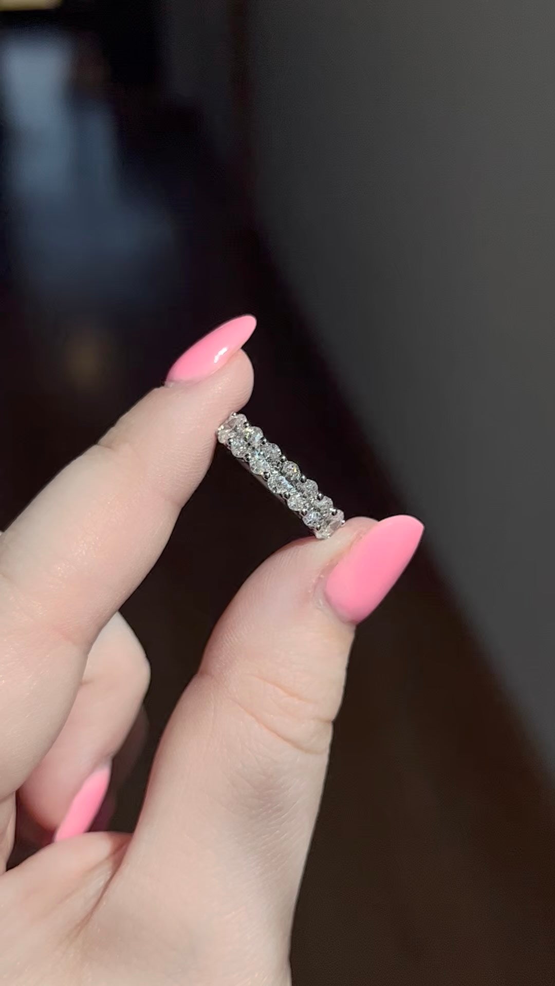 14K White Gold Oval Diamond Band