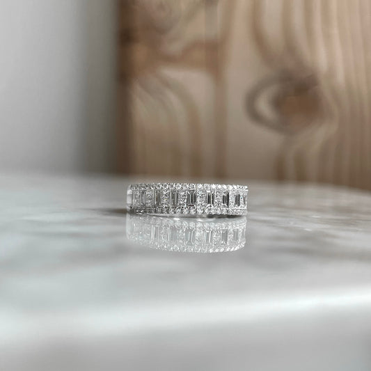 14K White Gold Bagutte Anniversary Ring