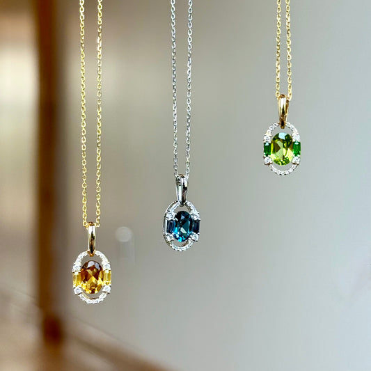 14K Gemstone and Diamond Necklace