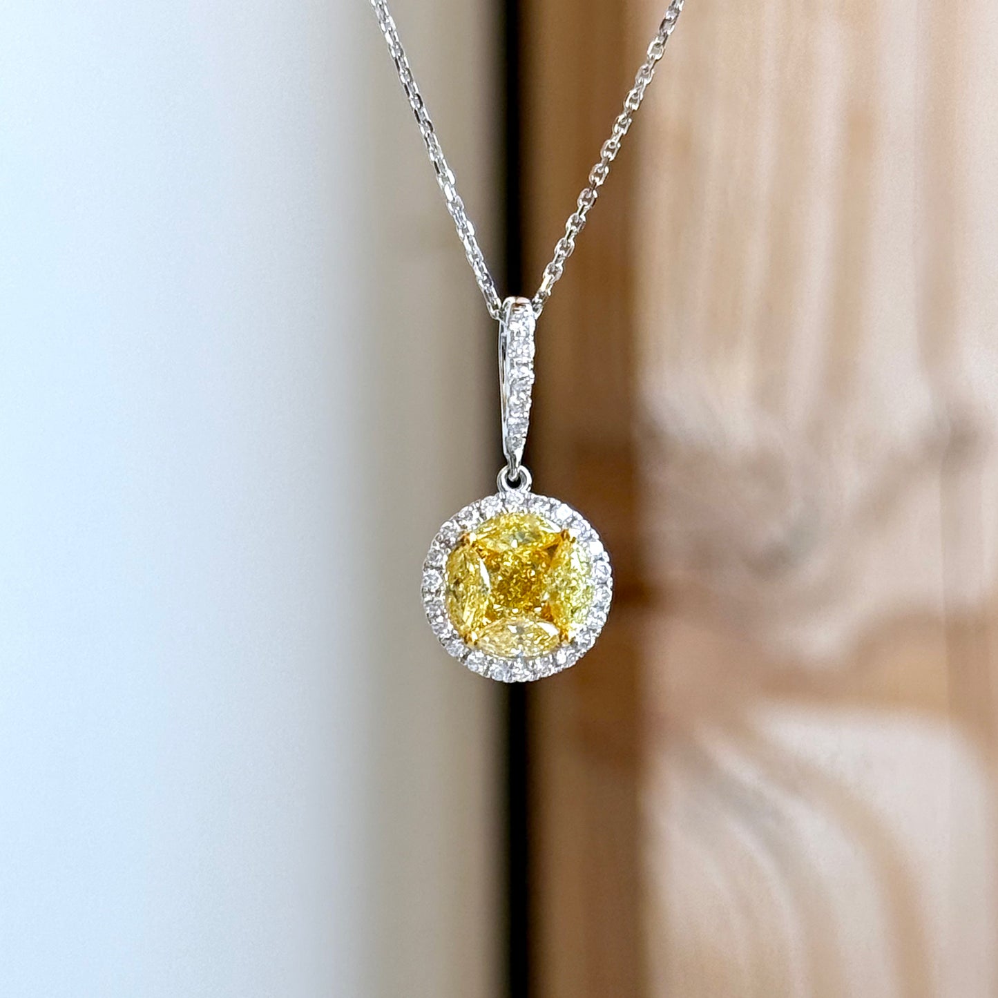 18K Two-Tone Pendant with 14K White gold Chain.