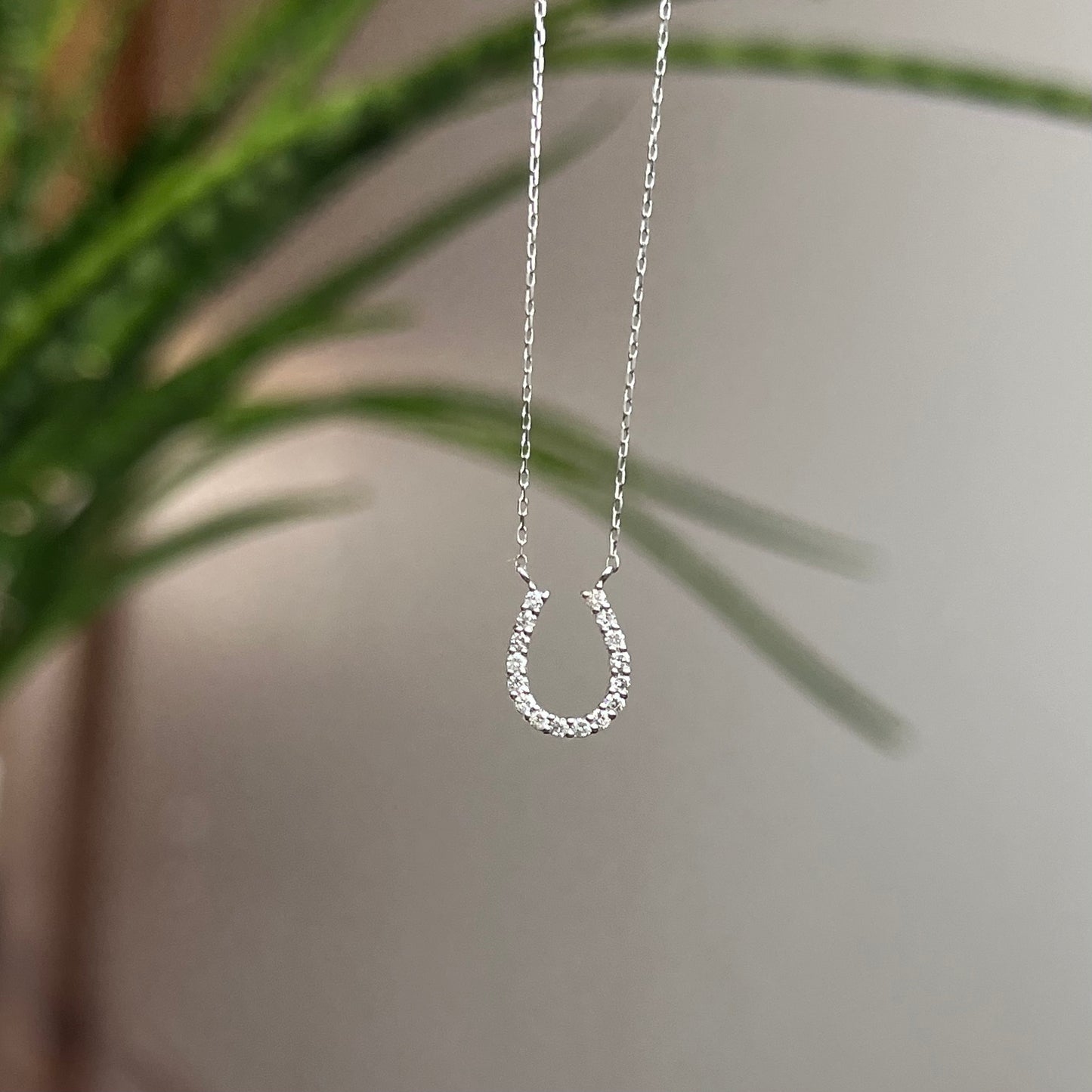 18K White Gold Diamond "Horseshoe" Necklace