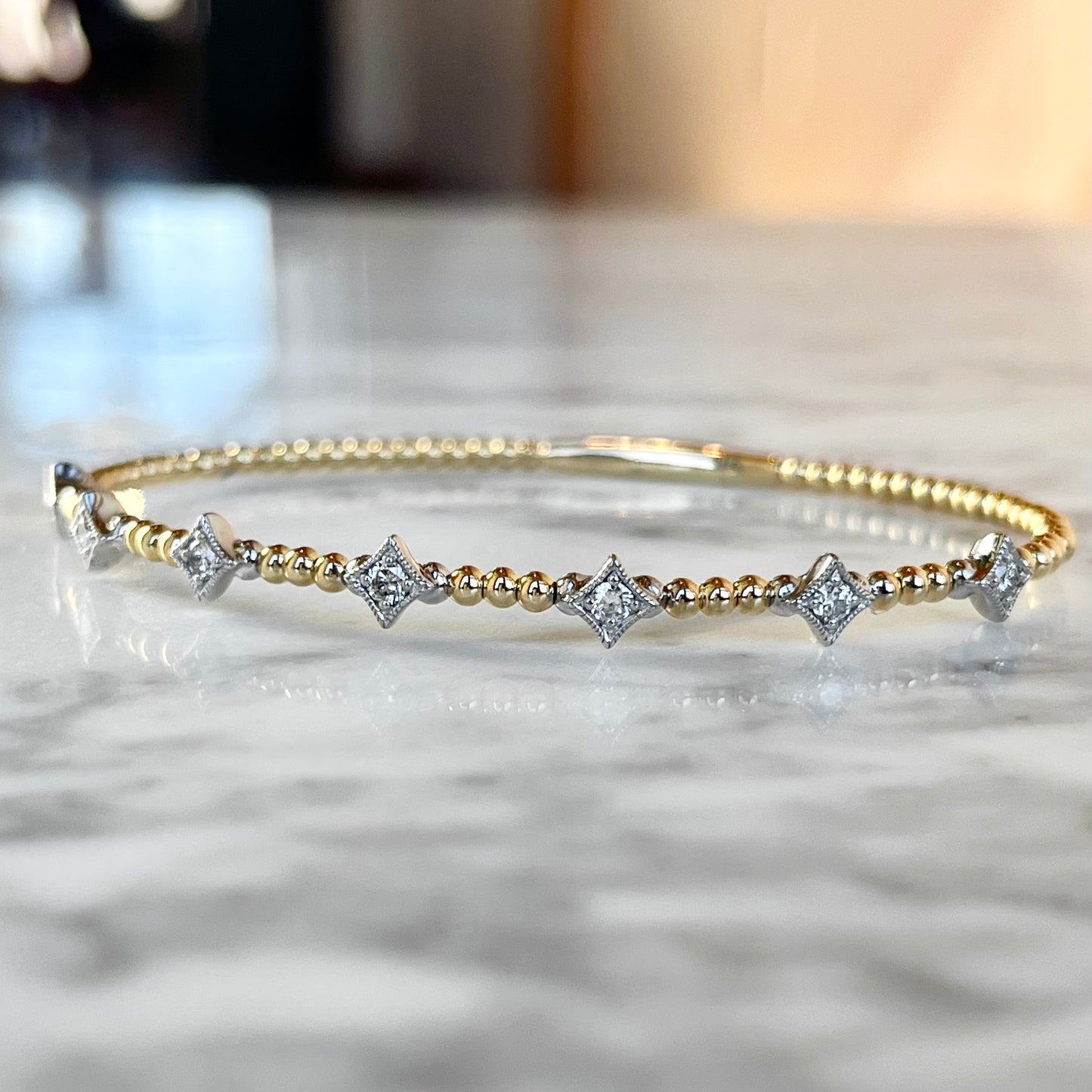 14K Two-tone Diamond Flex Bangle Bracelet