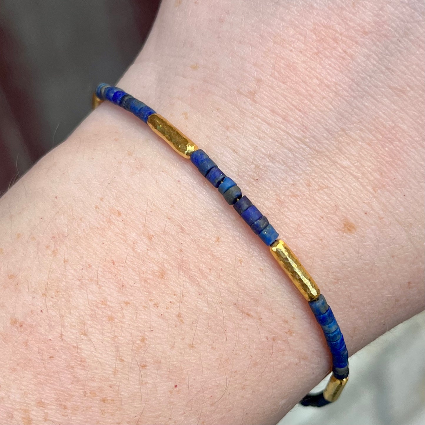 14K Yellow Gold Lapis Bead Bracelet
