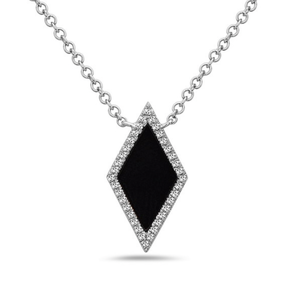 14K Semi-Prescious Kite and Diamond Halo Necklace
