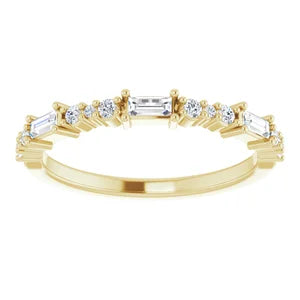Baguette and Diamond Stackable Wedding Band 1/4CTW
