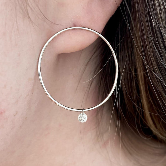 14K Gold Floating Diamond Hoop Earrings 30/100CTW