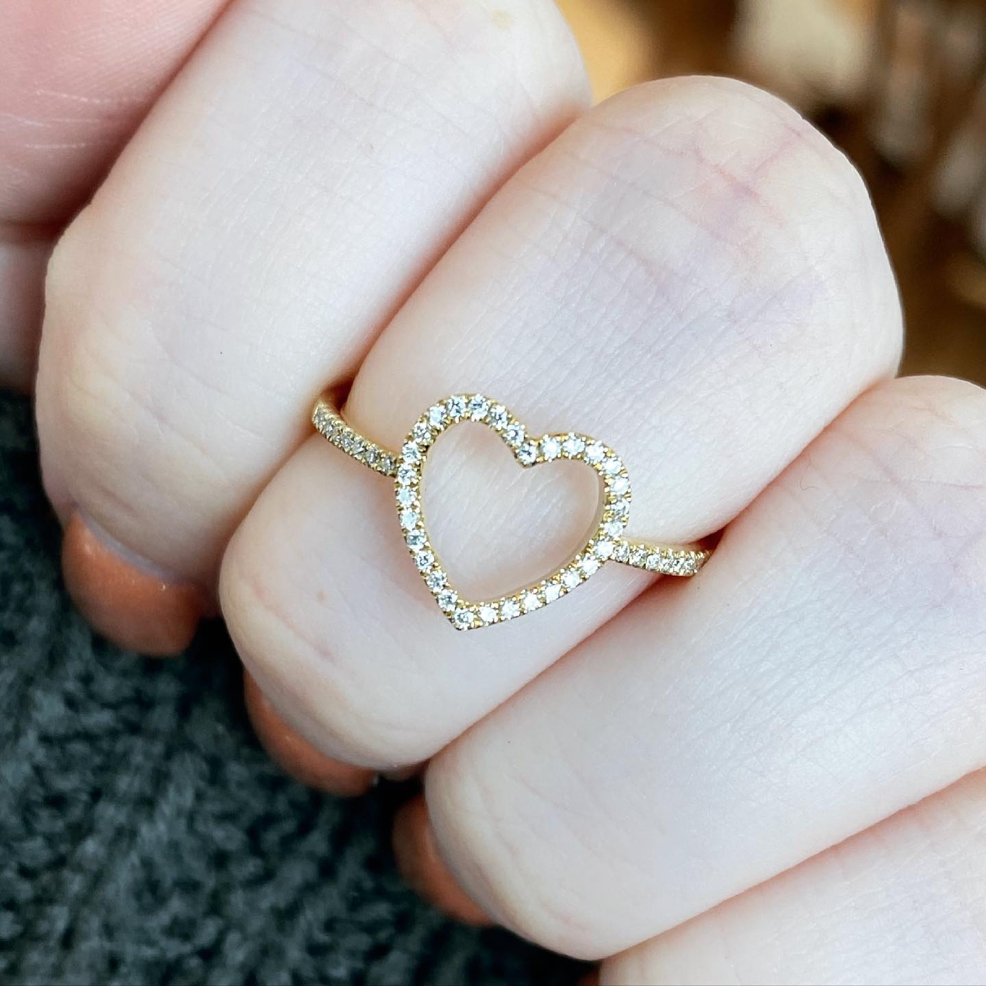 14K Open Heart Ring 14/100CTW