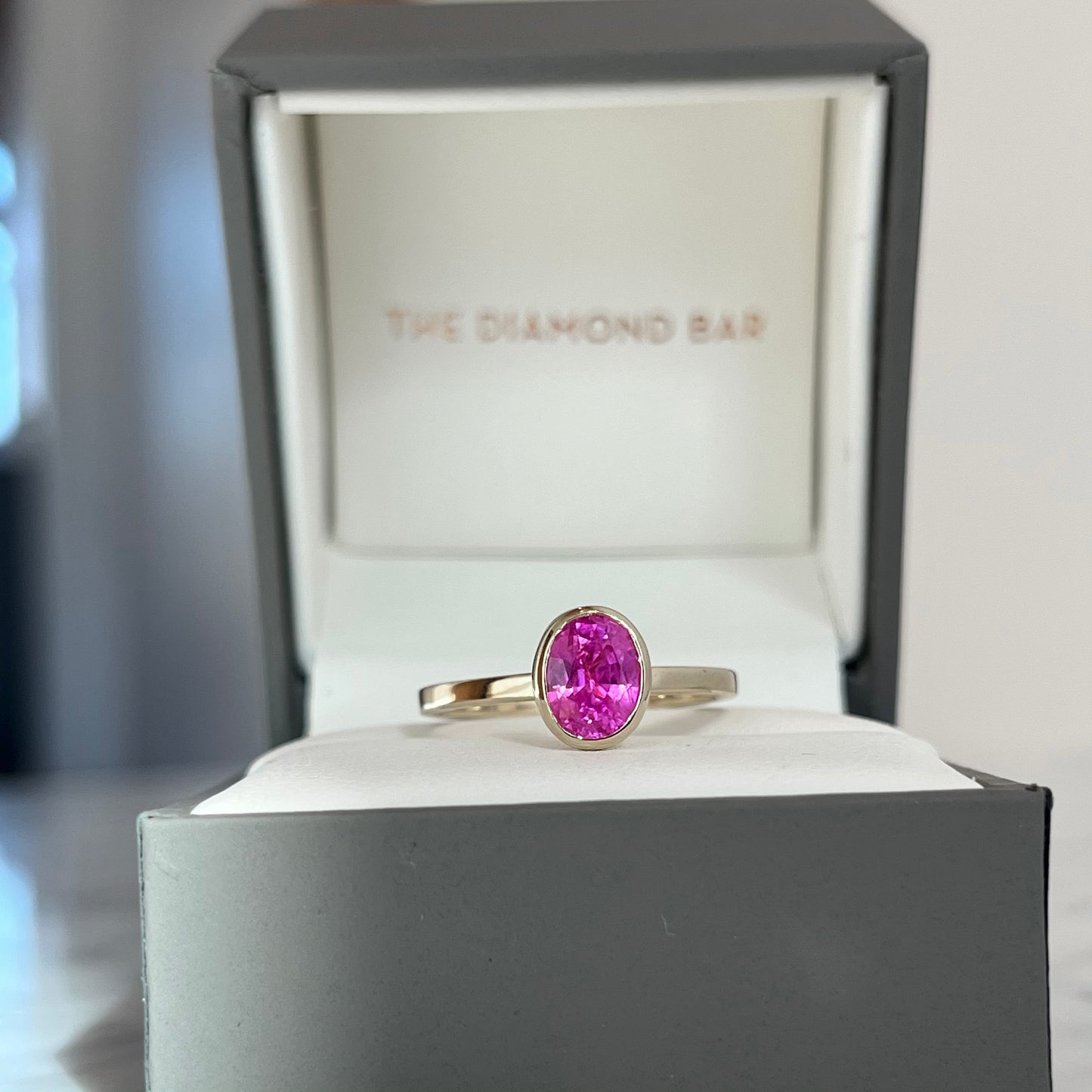 18K Yellow Gold Bezel Set Sapphire Stackable Ring