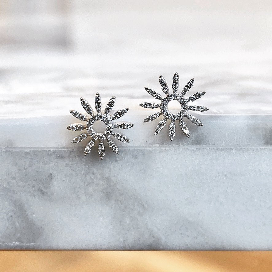 14K Diamond Burst Post Earrings 16/100CTW