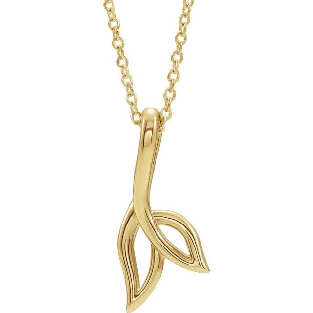 14K Yellow Gold Double Leaf Pendant