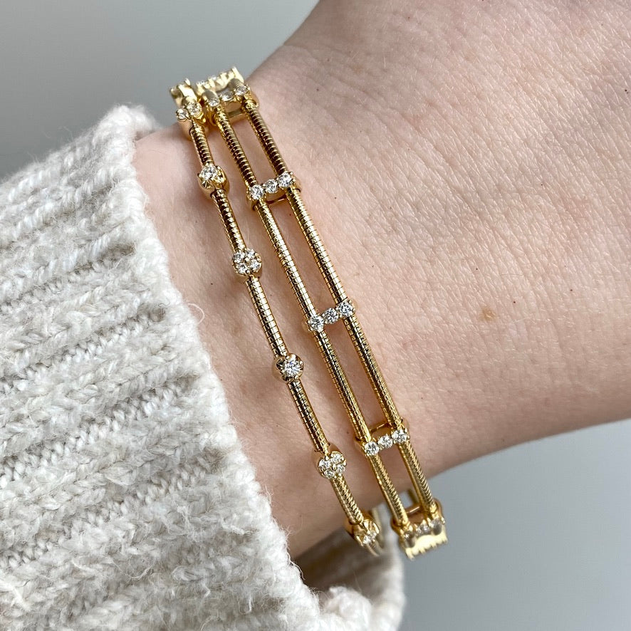 14K Flexible Diamond Bangle Bracelet 18/100CTW