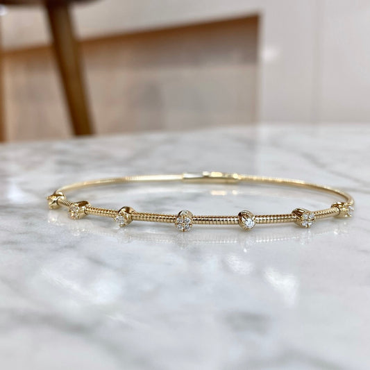 14K Flexible Diamond Bangle Bracelet 18/100CTW