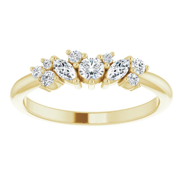 Round and Marquise Cluster Ring 1/3CTW