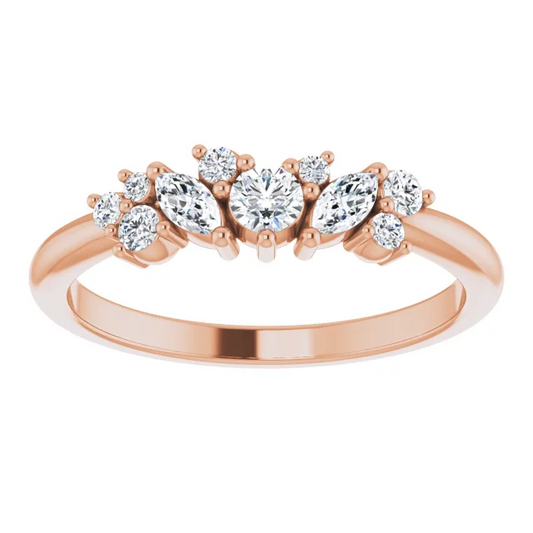 Round and Marquise Cluster Ring 1/3CTW