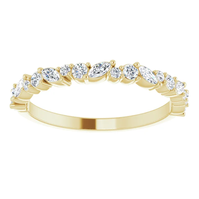14K Marquise and Round Diamond Band 3/8CTW