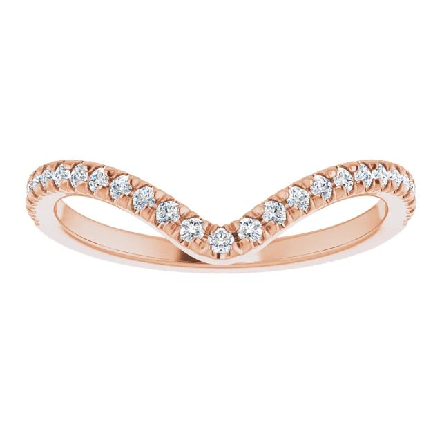 14K gold diamond French set contour band 1/5CTW