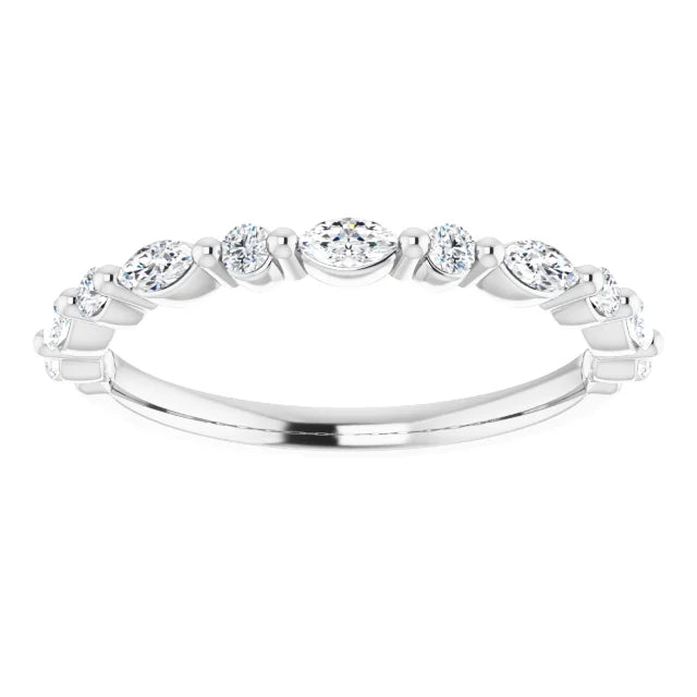 Marquise and Round Diamond Stackable Band 1/4CTW