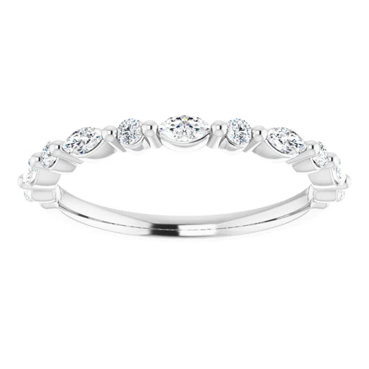 Marquise and Round Diamond Stackable Band 1/4CTW