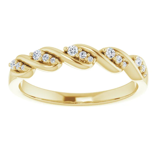 Natural Diamond Alternating Twist Stackable Wedding Band 1/10CTW