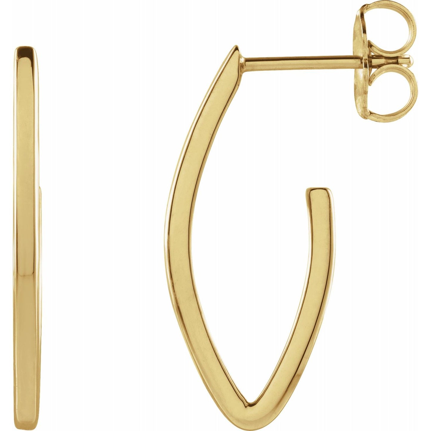 14K Yellow Gold "J" Hoop Earrings