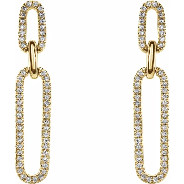 14K Paperclip Diamond Link Earrings 1/3CTW