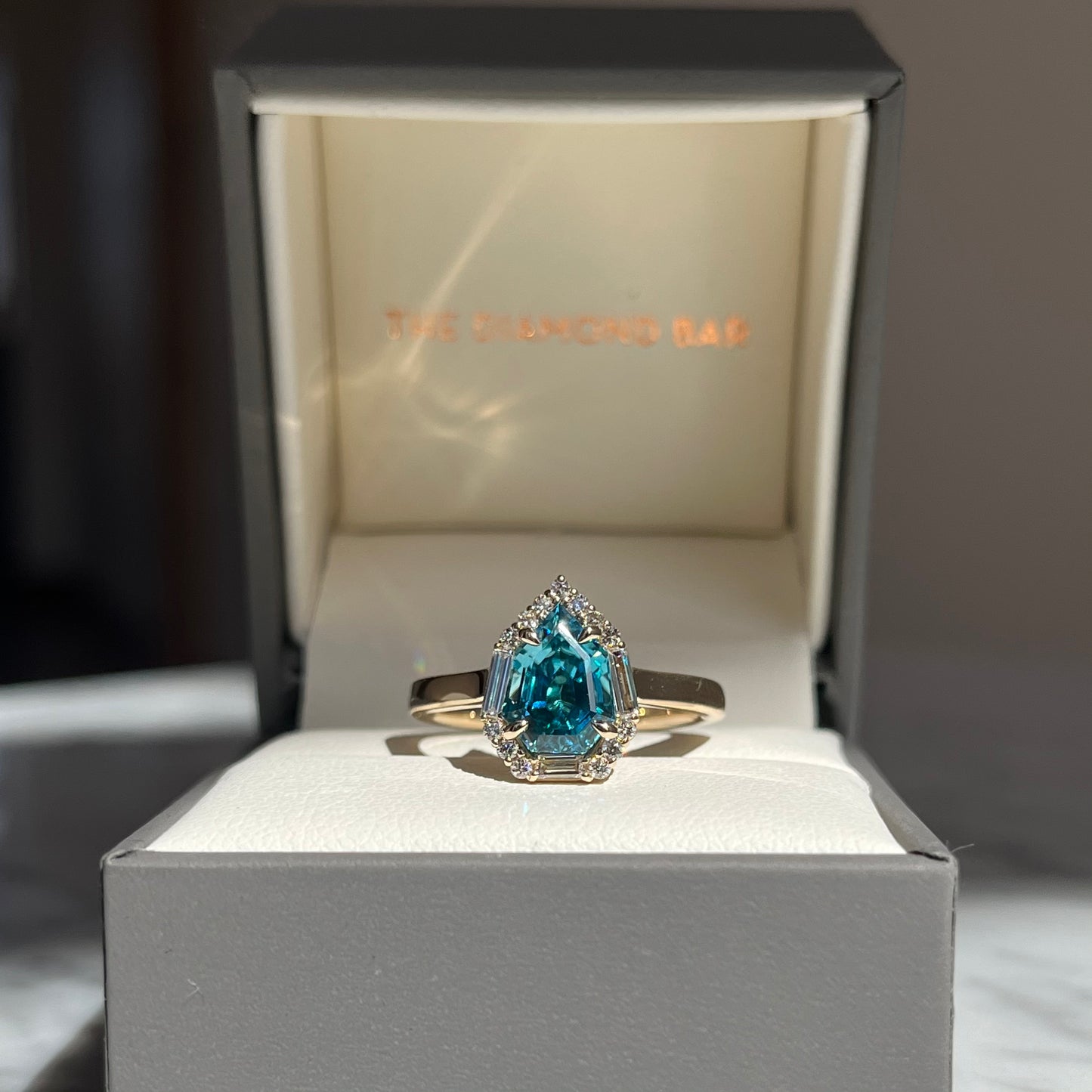 14K Yellow Gold Blue Zircon Ring