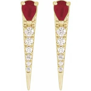 14K Pear Shape Diamond Spike Stud Earrings Approx. 44/100CTW