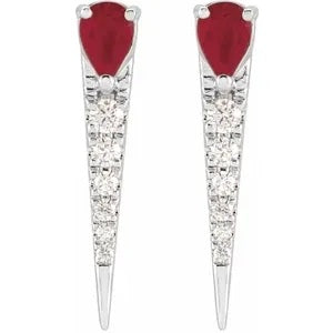 14K Pear Shape Diamond Spike Stud Earrings Approx. 44/100CTW