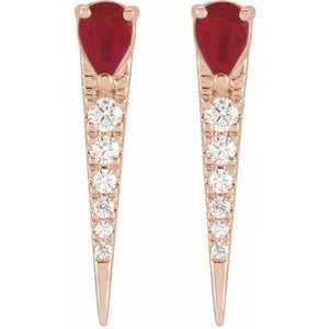 14K Pear Shape Diamond Spike Stud Earrings Approx. 44/100CTW