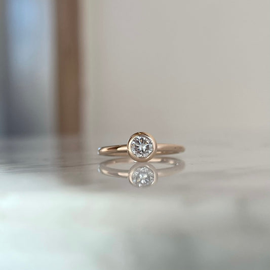 18K Rose Gold GIA Pink Very Light Pink Diamond Bezel Stackable Ring