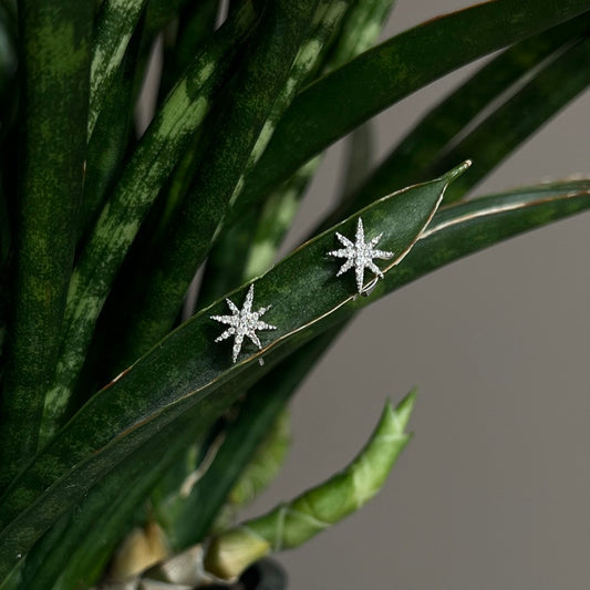 14K Yellow Gold Small Diamond Star Earrings