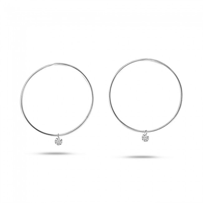 14K Gold Floating Diamond Hoop Earrings 30/100CTW