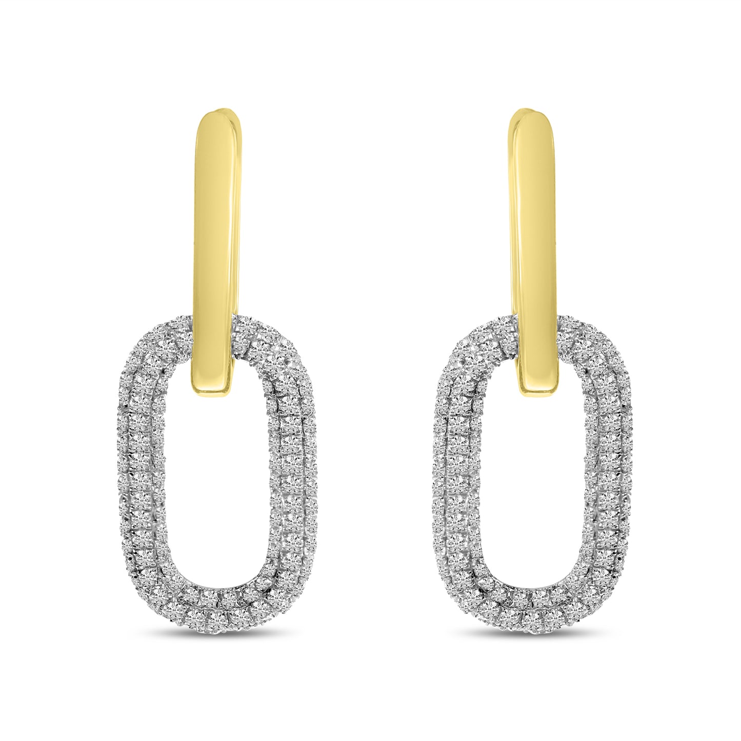 14K Yellow Gold Diamond Paper Clip Dangle Earrings 34/100CTW