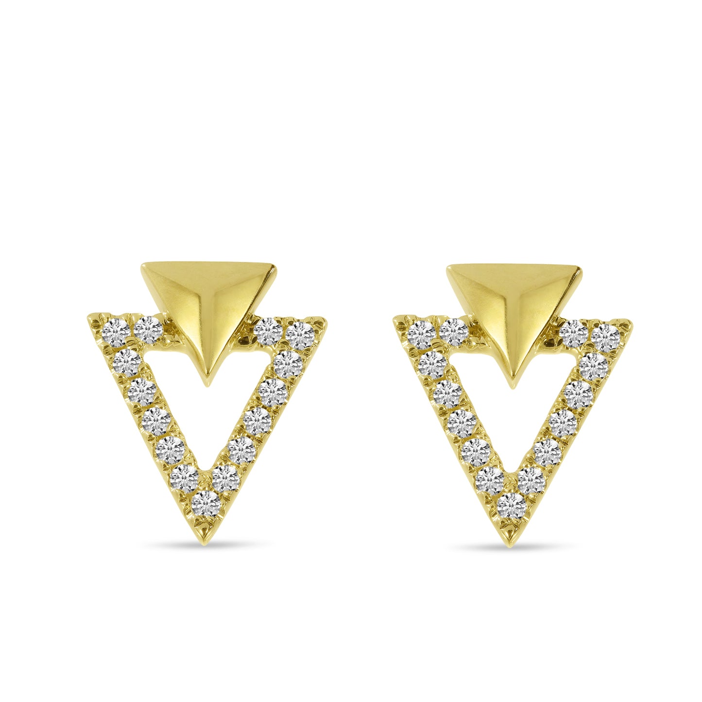 14K Yellow Gold Diamond Double Triangle Earrings 24/100CTW