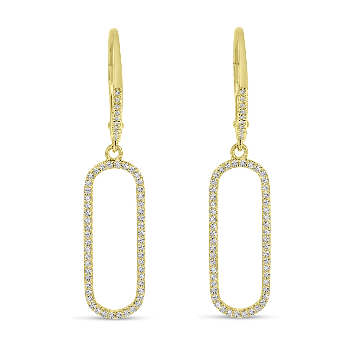 14K Yellow Gold Diamond Paperclip Earrings 34/100CTW