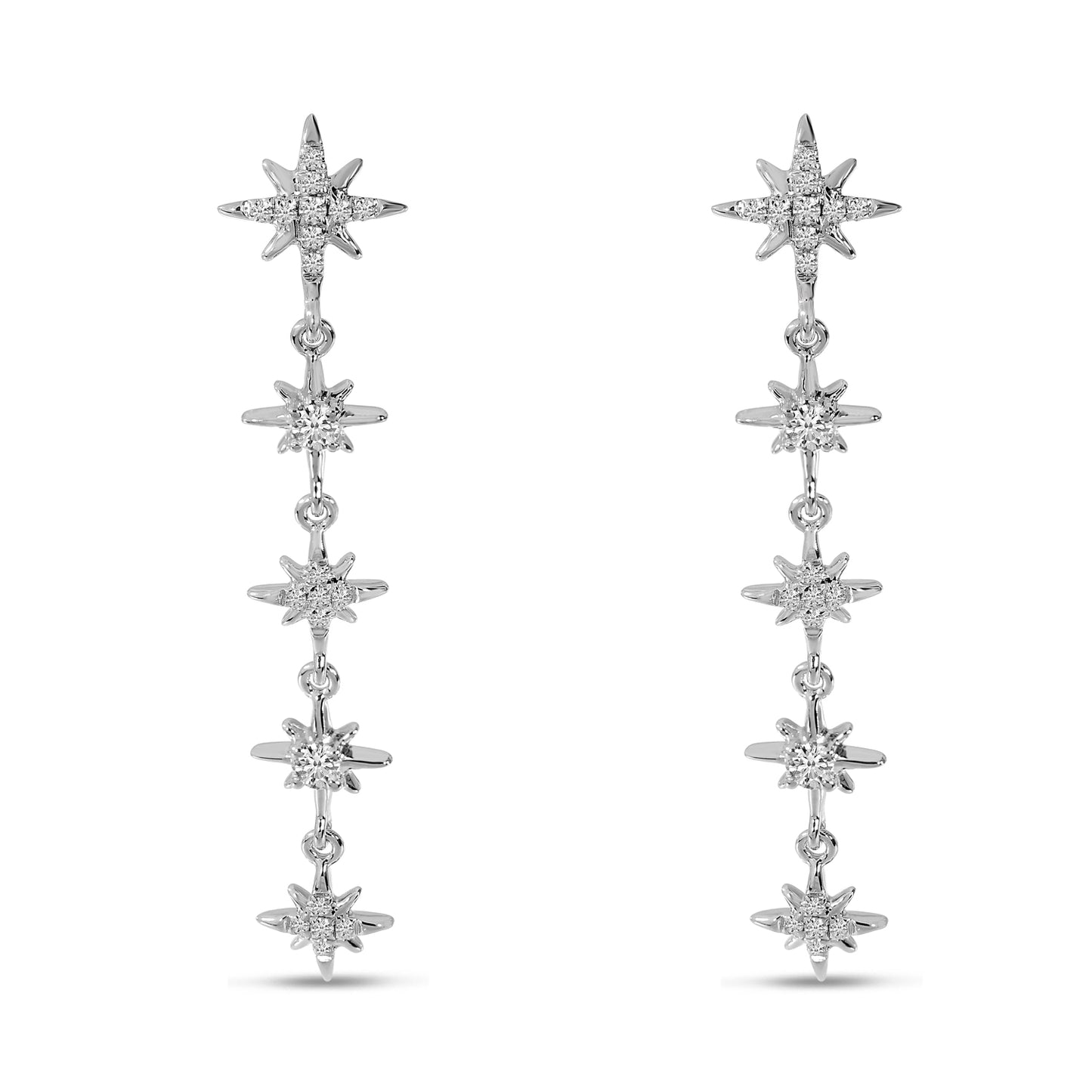 14K White Gold Celestial Diamond Dangle Earrings 24/100CTW