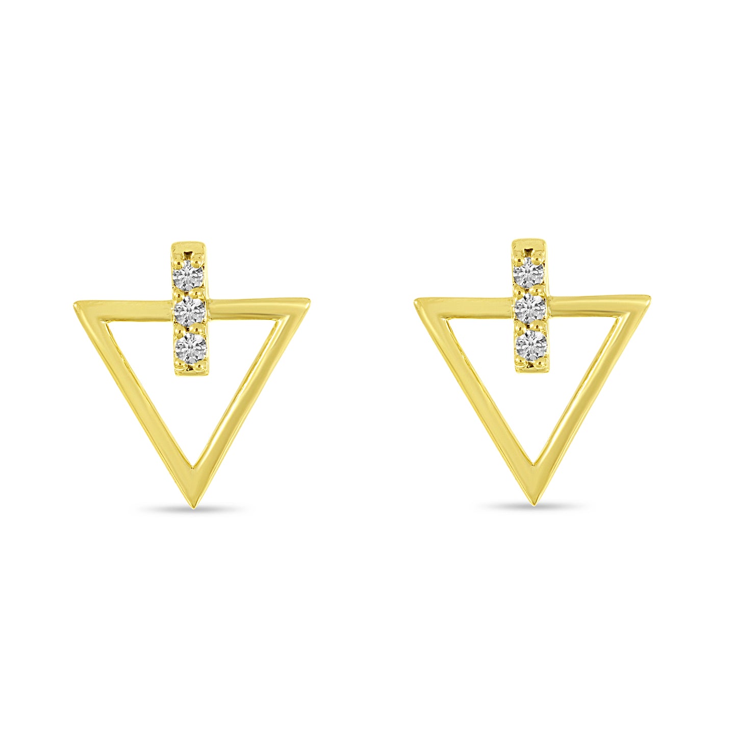 14K Yellow Gold Diamond Open Arrow Stud Earrings 09/100CTW