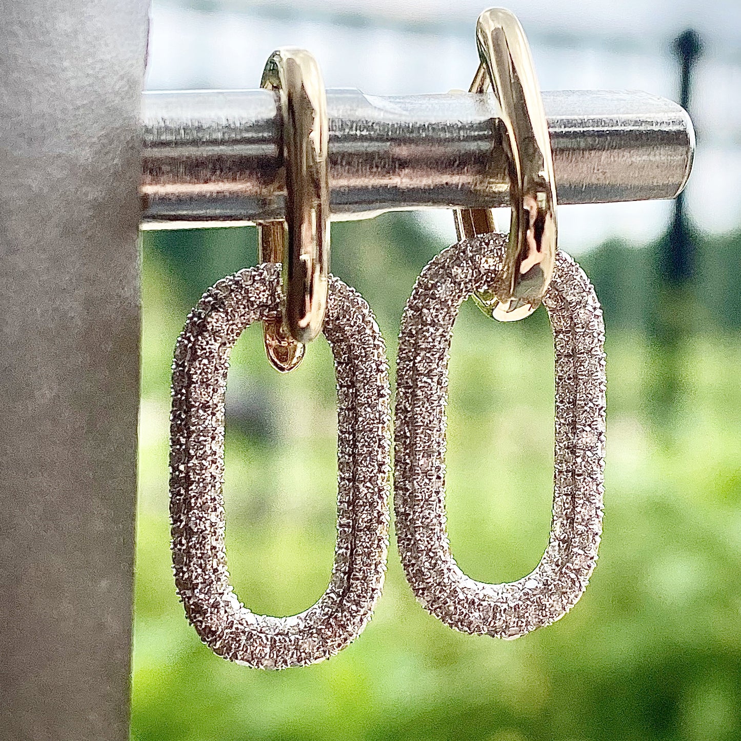14K Yellow Gold Diamond Paper Clip Dangle Earrings 34/100CTW