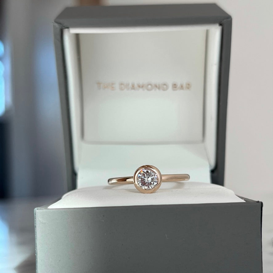 18K Rose Gold GIA Pink Very Light Pink Diamond Bezel Stackable Ring