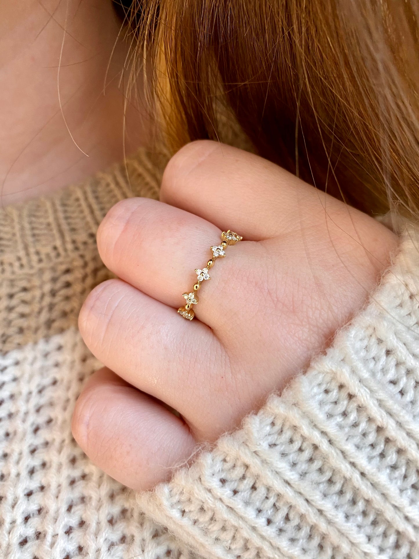 14K Yellow Gold Diamond Stackable Ring 17/100CTW