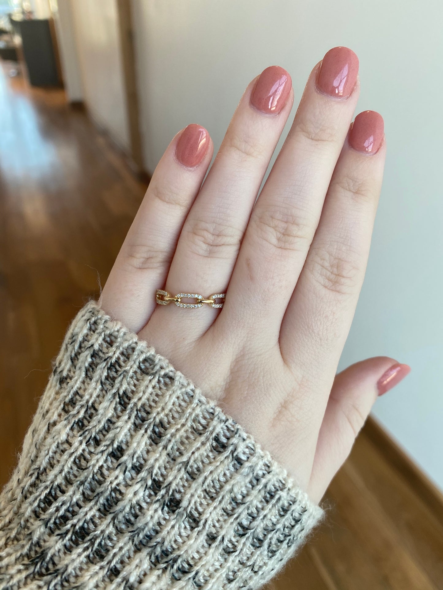 Triple Diamond Chain Link Ring 1/6CTW