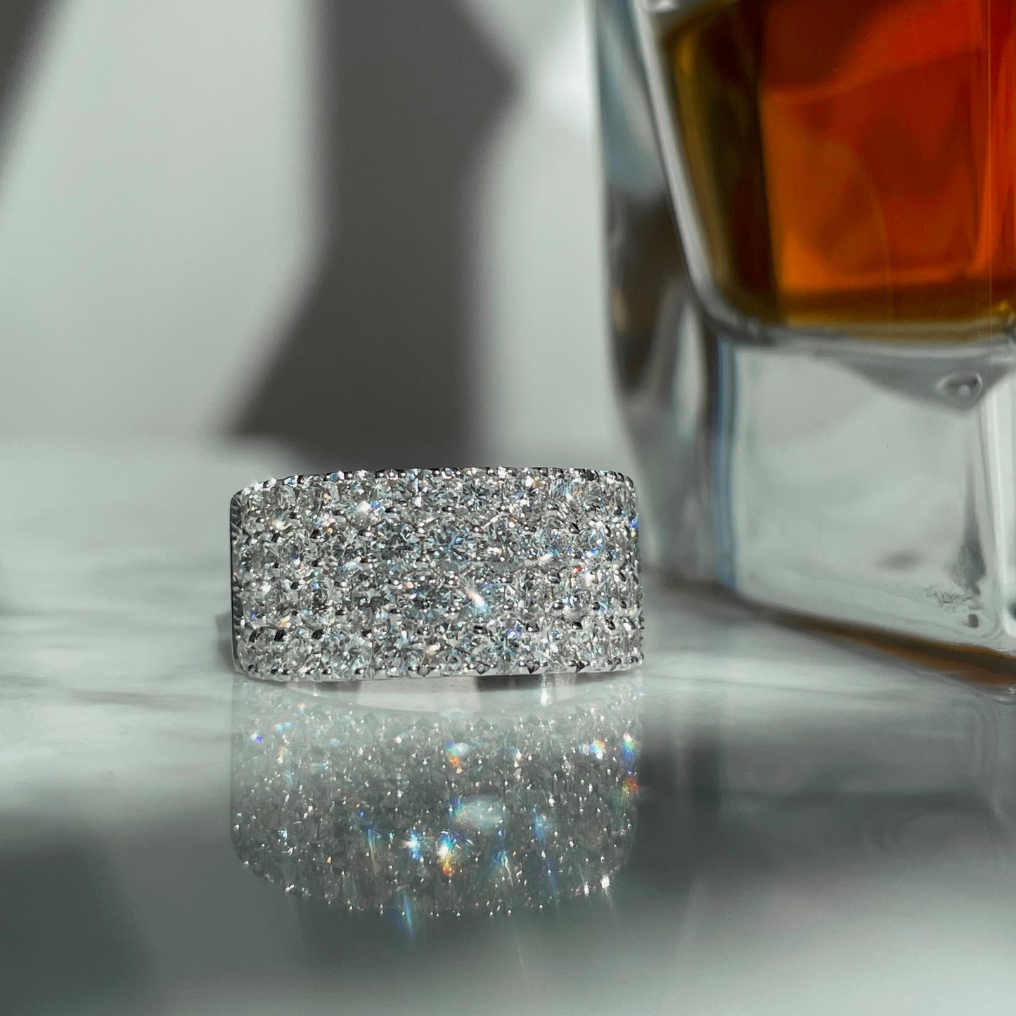 18KW 4 row diamond pave anniversary band 2.59CTW