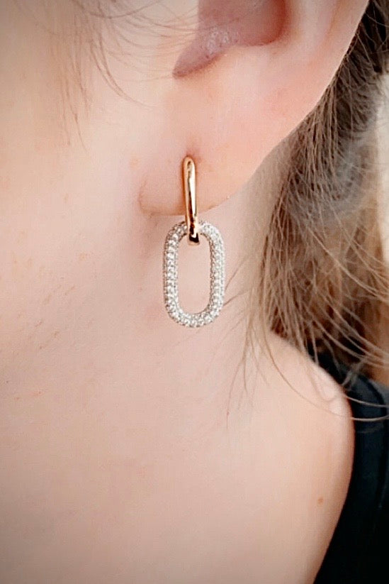 14K Yellow Gold Diamond Paper Clip Dangle Earrings 34/100CTW