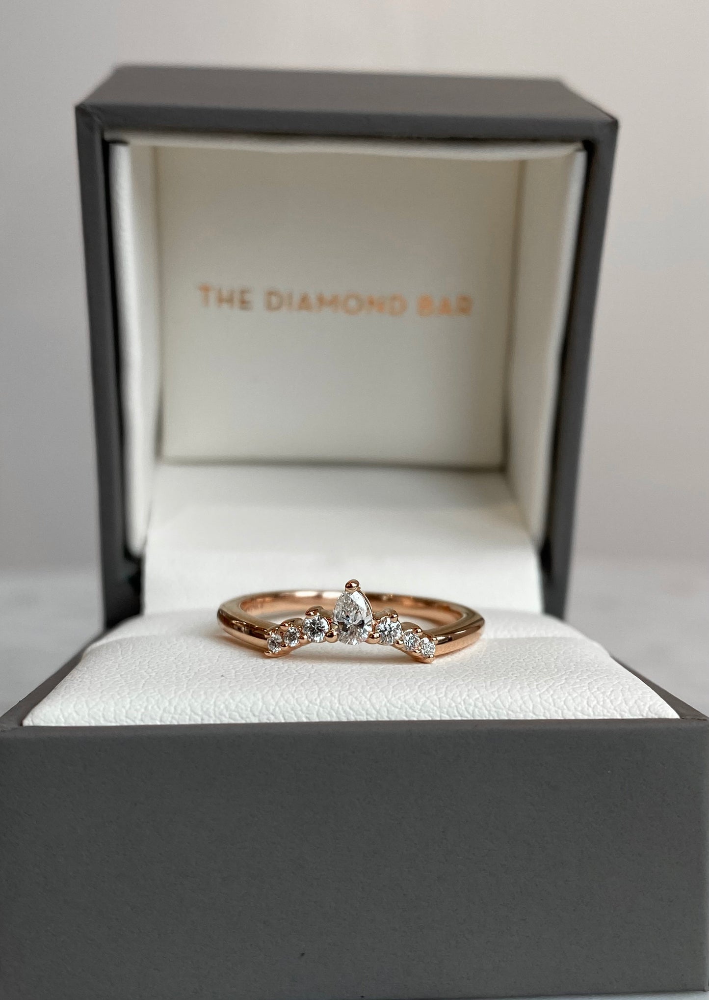 14K Pear Shape and Round Diamond Contour Band 1/4CTW