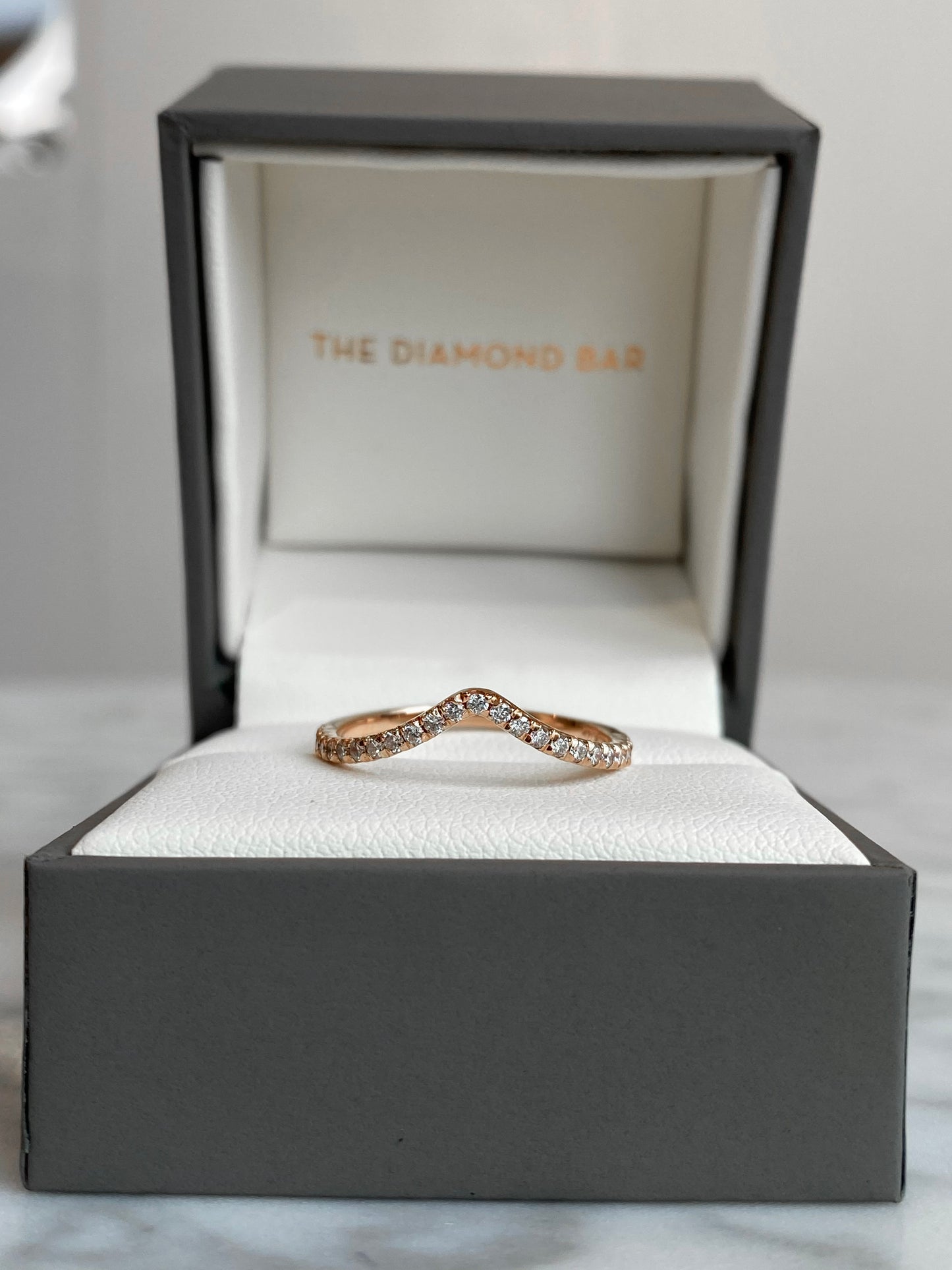 14K gold diamond French set contour band 1/5CTW