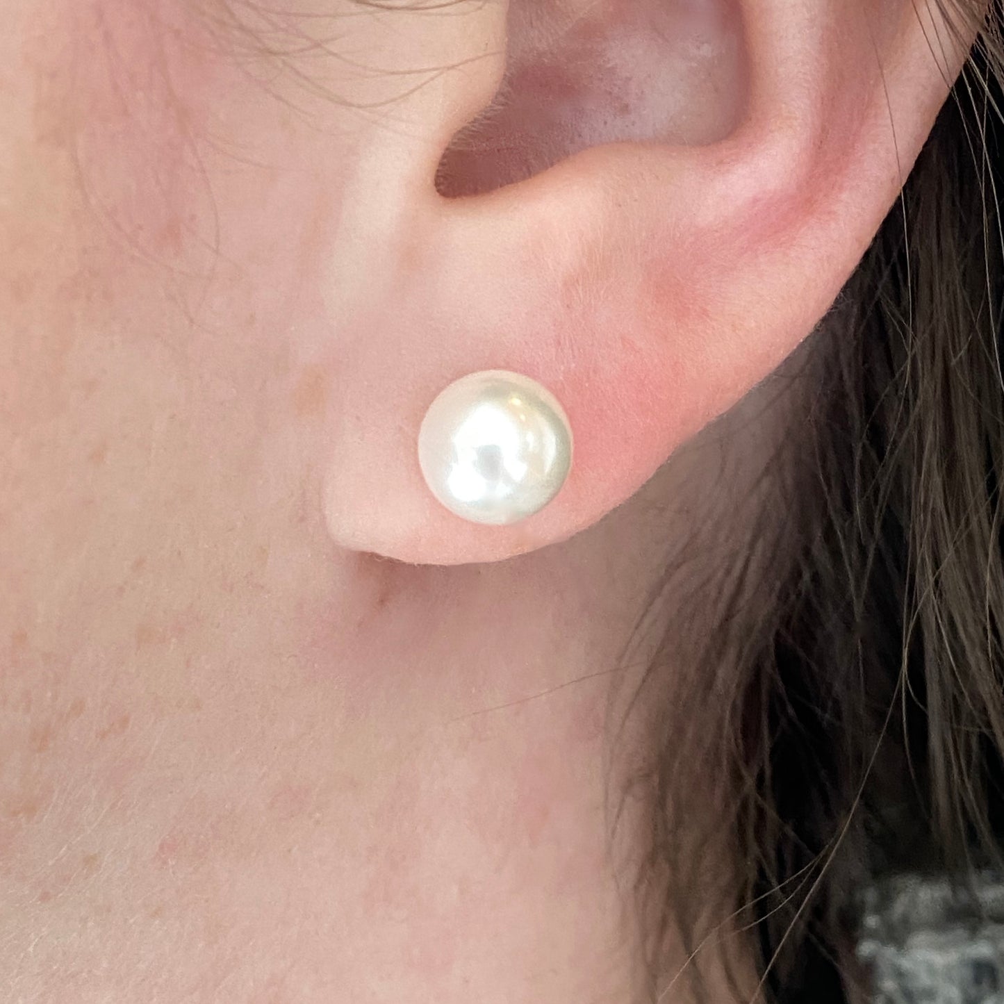 14K White gold Akoya Pearl Stud Earrings 8-8.5mm